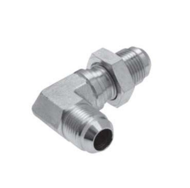 Picture of 9/16 JIC X 9/16 JIC 90 C/W BULKHEAD L/NUT